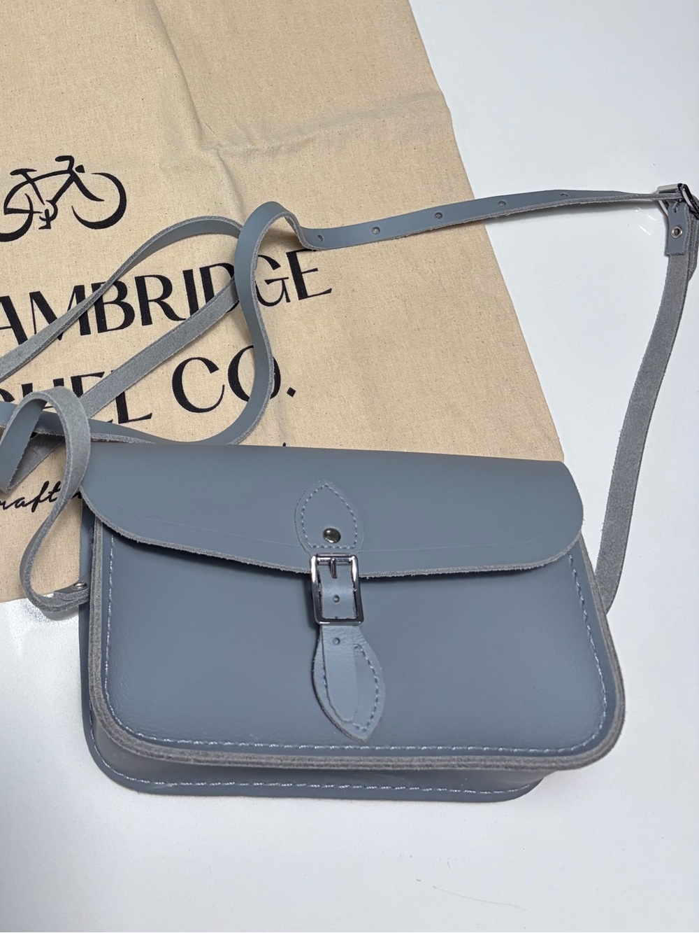 NWOT Cambridge Satchel Company crossbody bag in beautiful slate color.